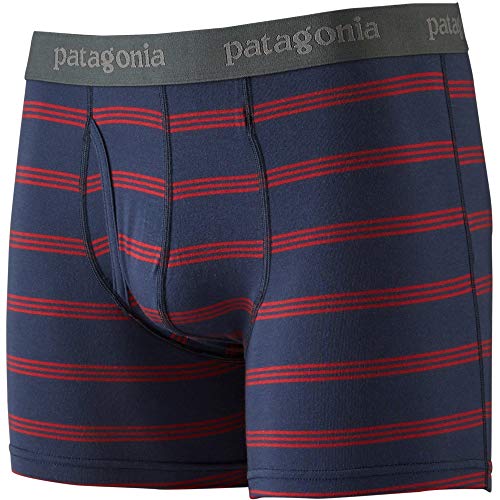 Patagonia M's Essential Boxer Briefs-3 in, Pier Stripe: New Navy, XL para Hombre