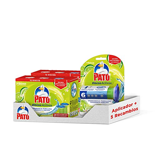 PATO Pack Discos Activos WC Lima, Contiene 1 Aplicador + 5 Recâmbios 120 G