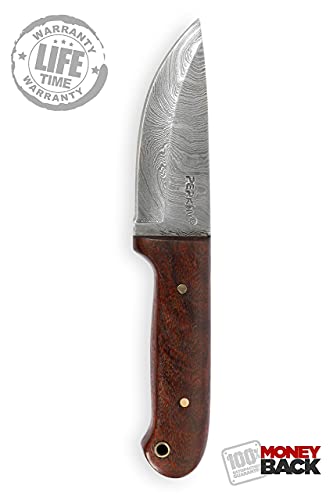 Perkin Knives Cuchillo de Caza Damasco Cuchillo bushcraft con Cuchillo y afilador de Cuchillos