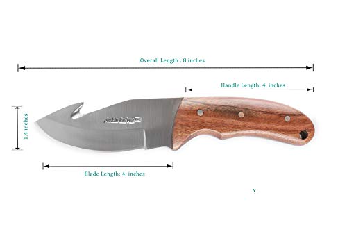 Perkin Knives GT703 Cuchillo de Caza de Hoja Fija con Funda de Cuero