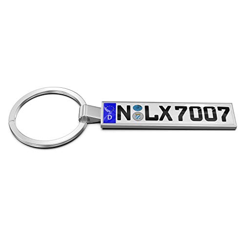 Persize - Llavero personalizable mini matrícula de coche, plata