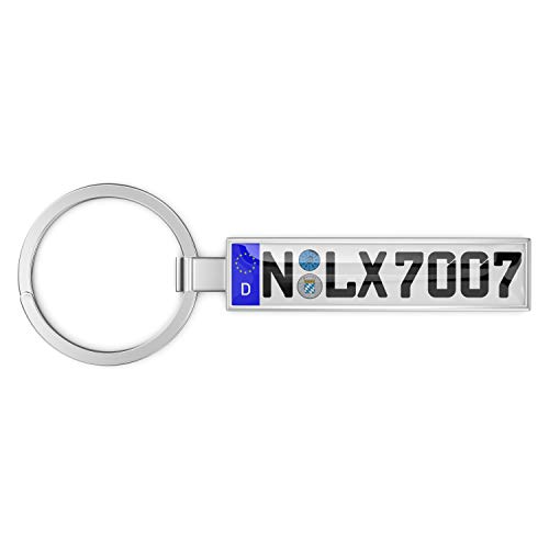 Persize - Llavero personalizable mini matrícula de coche, plata