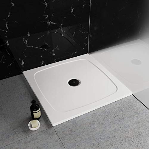 Plato de ducha, rectangular 80 x 80 cm | Nordona® SIMPLEX | altura de construcción especialmente plana: 3 cm | construcción sólida y de gran calidad | Sifón VersoFlat compatible