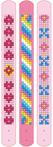 Pracht Creatives Hobby Diamond Dotzies-Juego de 3 Pulseras Brillantes, Longitud Ajustable, Color Rosa