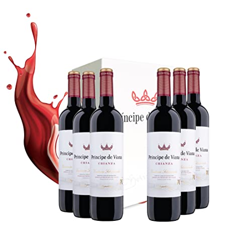 Príncipe de Viana - Vino Tinto Crianza - Estuche de 6 Botellas x 750 ml - D.O. Navarra - Cabernet Sauvignon, Tempranillo y Merlot - 12 Meses en Barrica de Roble