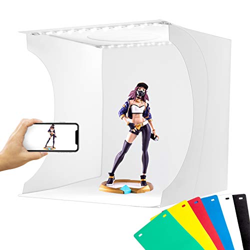 Producto de Caja de luz para fotografía Tienda de campaña para sesión de Fotos Mini Cabina de luz Plegable para fotografía Caja Suave para fotografía pequeña+Fondo de 6 Colores(20x20cm)