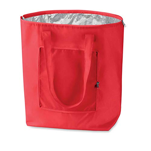 PromotionGift - Nevera plegable reutilizable, bolsa de playa y de compras ligera y duradera, con forro interior de aluminio para una perfecta función de refrigeración - rojo