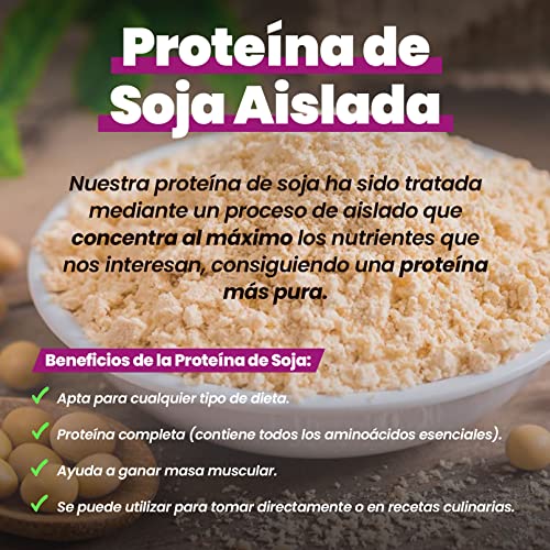 Proteína de Soja Aislada de HSN | Sabor Fresa 2 Kg = 67 Tomas por Envase | 100% Vegana | Soy Protein Isolate | No-GMO, Sin Gluten