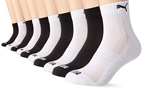 PUMA Cushioned Quarter Socks (5 Pack) Calcetines, Blanco/Negro, 35-38 (Pack de 5) Unisex Adulto