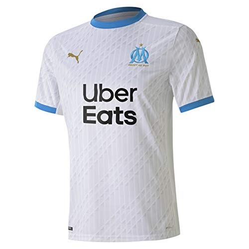 Puma Olympique Marsella Temporada 2020/21-HOME Shirt Replica with Sponsor Camiseta Primera Equipación, Unisex, White/Bleu Azur, M