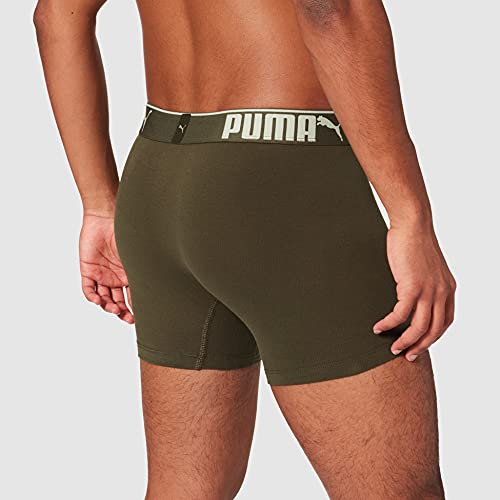 PUMA Premium Sueded Cotton Boxer Briefs, Green Combo, L para Hombre