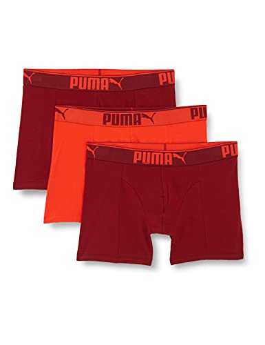 PUMA Premium Sueded Cotton Boxer Briefs, Red Combo, L para Hombre