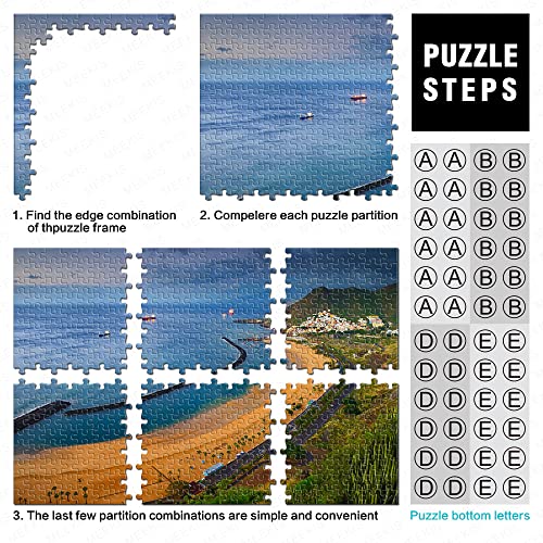 Puzzle 1000 Piezas Islas Canarias Tierra Horizonte Océano Palmera Mar Rompecabezas de Madera 75x50cm Hogar Infantil