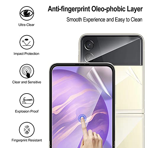 Qoosea 2 Sets Samsung Galaxy Z Flip 3 5g Protector De Pantalla Película De Hidrogel, TPU 3D Película Protectora Suave, Protector de Pantalla HD Clear Anti-Scratch