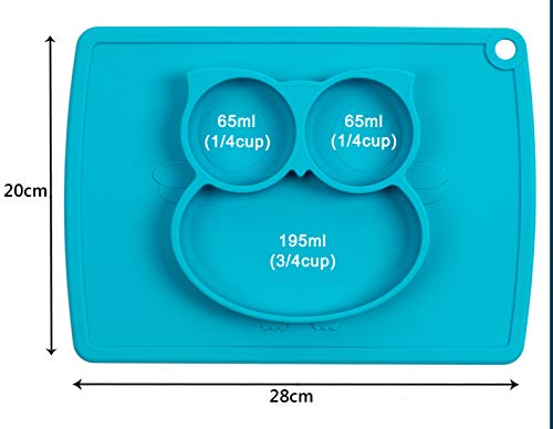 Qshare - Platos de silicona para bebé, una pieza, para bebés y niños, portátil, sin BPA, aprobado por la FDA, fuertes placas de succión para niños pequeños, aptos para lavavajillas y microondas