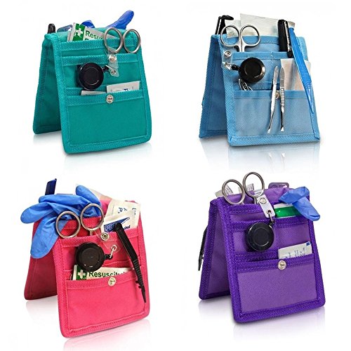 Queraltó Pack 4 Salvabolsillos Enfermera Keen's para Bata o Pijama, Colores: 1 Morado, 1 Rosa, 1 Azul y 1 Verde, Lote Ahorro, Elite Bags, Medidas: 14,5 x 12 cm