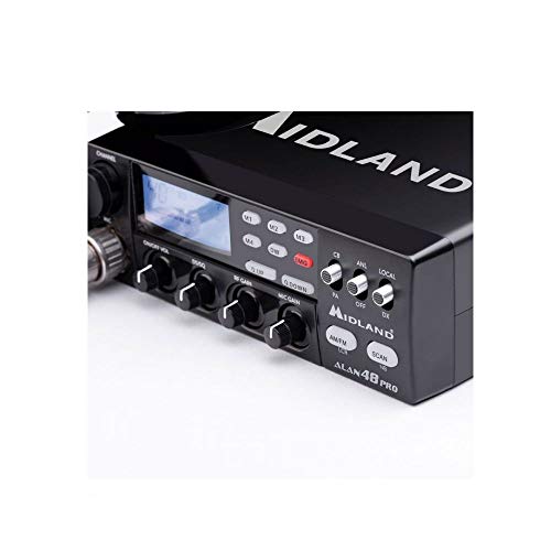 Radio CB Midland Alan 48 Pro con ASQ Digital, Am/FM, Noise Blanker, 12-24V