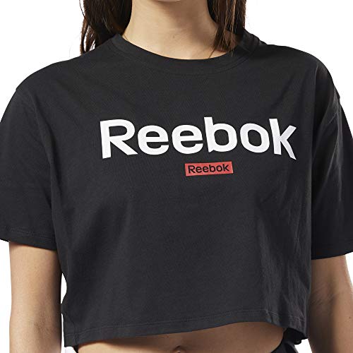 Reebok Linear Logo Crop tee Camiseta, Mujer, Negro, L