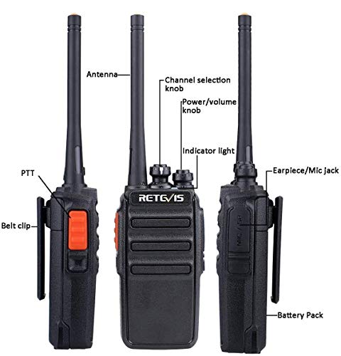 Retevis RT24V Walkie Talkie Freenet - Walkie-talkie (149 MHz, sin licencia, 6 canales, 500 mW, VOX, silencioso, USB, base de carga, walkie con auriculares, 1 par, color negro)