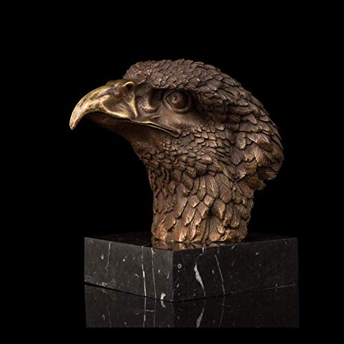 RFGTH Figuras de Bronce de fundición Estatua de Cabeza de águila Real Bronce halcón halcón Escultura Animal pájaro Busto estatuilla colección de Arte