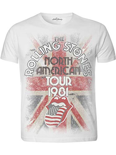 Rolling Stones North American Tour 1981 with Sublimation Printing Camiseta, Blanco, L para Hombre