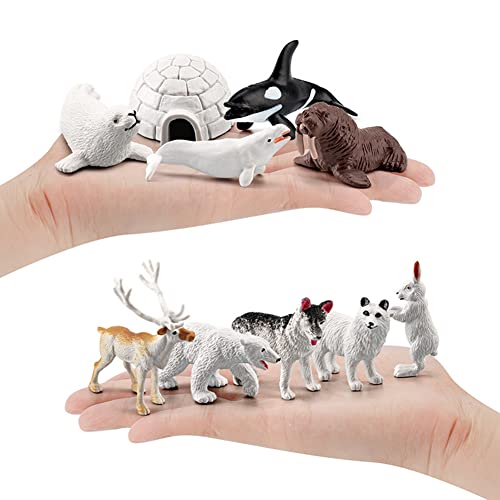 Rongchuang Juego de juguetes de modelos de animales polares, juguetes realistas, incluidos osos polares, focas, ballenas de conejos, pingüinos, delfines y otros juguetes de Navidad para niños y niñas