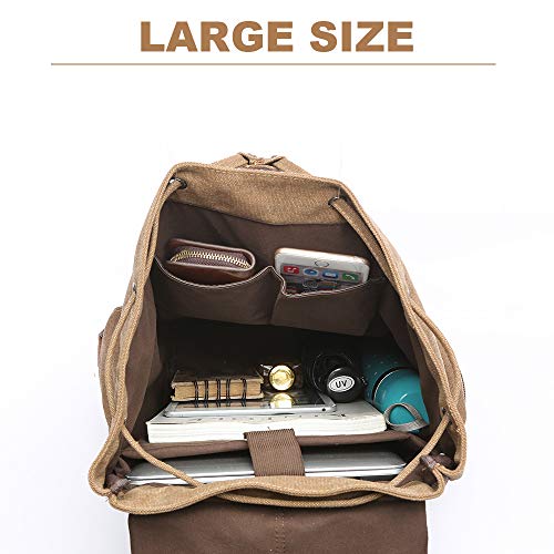 Rufun Mochila de Lona Vintage para portátiles Mochilas de Viaje Bolsa de Gran Capacidad Unisex (Marrón)