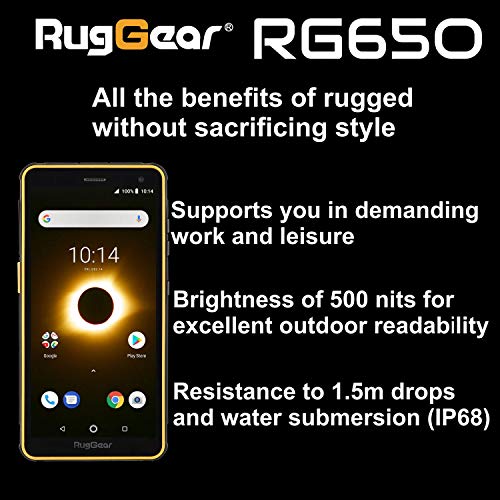 RugGear nuevo RG650 Smartphone Android 8.1 delgado robusto a prueba de golpes con ‎pantalla de ‎borde-a-borde - doble SIM
