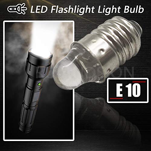 Ruiandsion 6 bombillas LED E10 3 V 6000 K blanco LED para antorchas linterna antorcha faro, tierra negativa