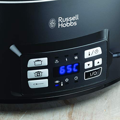 Russell Hobbs Olla de Cocción Lenta Sous Vide - Olla 3 en 1 Cocinar al Vacío, Cocción Lenta y Medidor Temperatura, Pantalla Digital LED, 6 Raciones, Negro - 25630-56