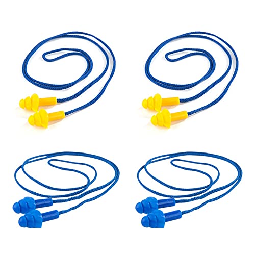 SacJkt Tapones para oídos de silicona, 4 Pares Tapones de Oídos con Cuerda Reutilizable, Tapones de Ruido de Dormir para Protección de Oídos Durmiendo Trabajar Nadar Viajar