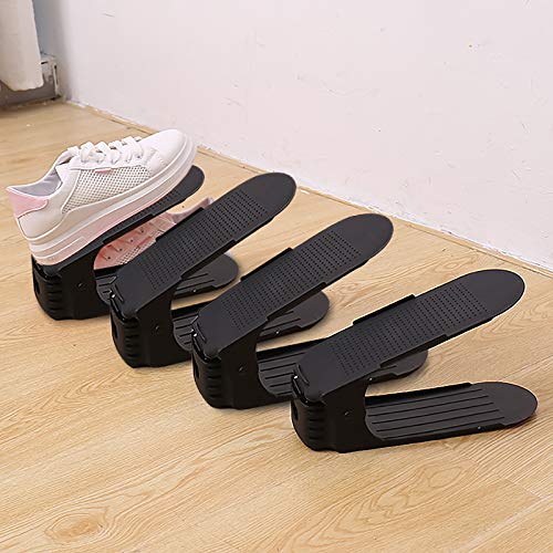SaiXuan Set de 10pcs Organizadores de Zapatos, Soporte de Calzado de Altura Ajustable, Zapatero Simple, Adecuada para Mujeres y Hombres, Ahorra Espacio (Negro)
