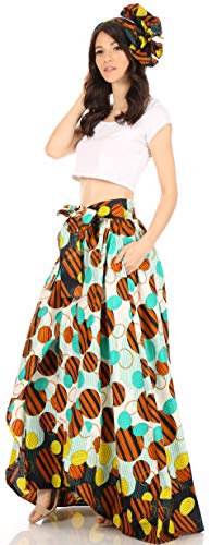 Sakkas 2222 - Pantalones de Tobillo con Estampado Africano Ankara de Lanna para Mujer con Bolsillos y Pull-up superpuestos - 2265-40-multi - OS