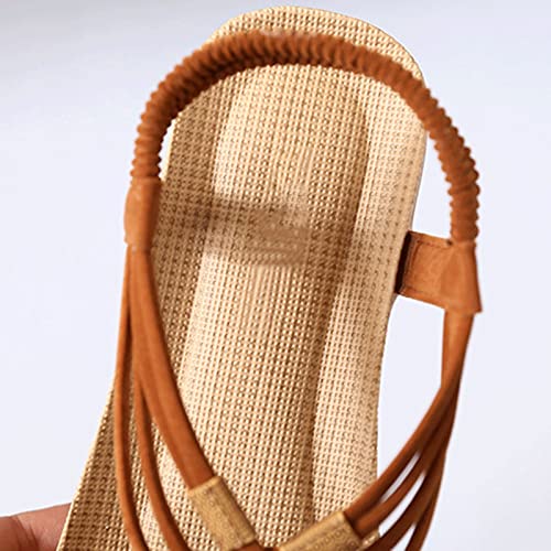 Sandalias De Mujer Zapatos Planos De Moda De Verano Banda Elástica Zapatos Casuales De Playa Señoras con Cuentas Tejidas A Mano Sandalias De Punta Abierta con Fondo Suave,Negro,42 EU