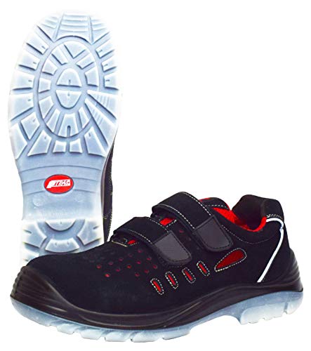 Sandalias de Trabajo Nitras 7312 Easy Step Summer - Zapatos de Seguridad S1P para Hombres y Mujeres - Zapato Antideslizante con Puntera - Negro, Tamaño 42