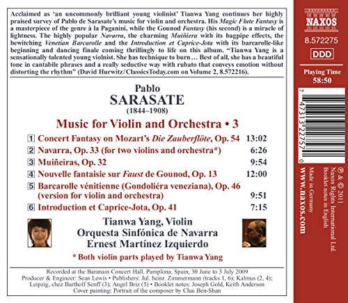 Sarasate : Musique pour violon et orchestre, vol 3