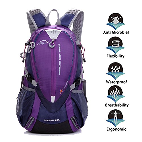 Scisu Mochila de senderismo al aire libre de 25 l mochila de ciclismo mochila impermeable montañismo bolsa púrpura
