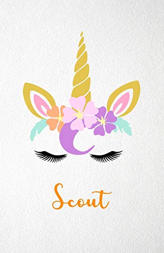 Scout A5 Lined Notebook 110 Pages: Funny Blank Journal For Lovely Magical Unicorn Face Dream Family First Name Middle Last Surname. Unique Student ... Composition Great For Home School Writing