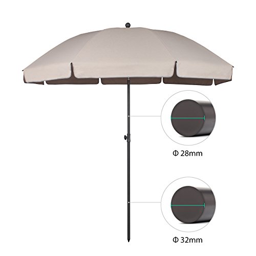 Sekey® sombrilla Parasol para terraza jardín Playa Piscina Patio diámetro 217 cm Protector Solar UV25+,Taupe