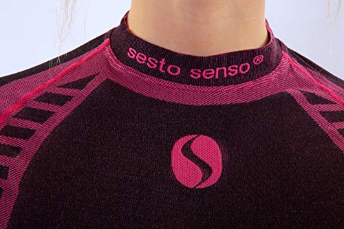 Sesto Senso® Camiseta Térmica Mujer Ropa Interior de Compresión Manga Larga Camisa Funcional Termo Activo (M, Rosa)