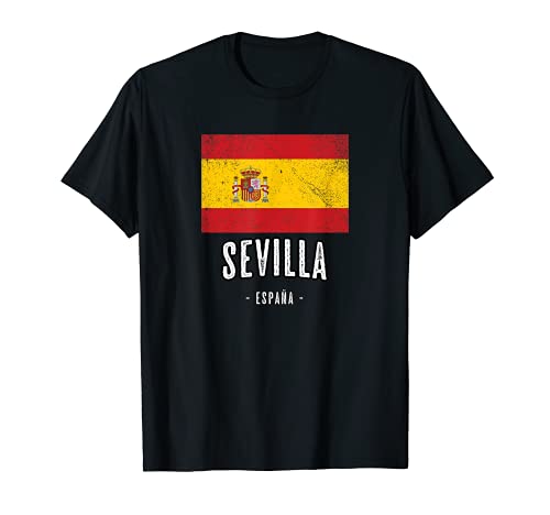 Sevilla España | Souvenir Linda Ciudad - Bandera Española - Camiseta