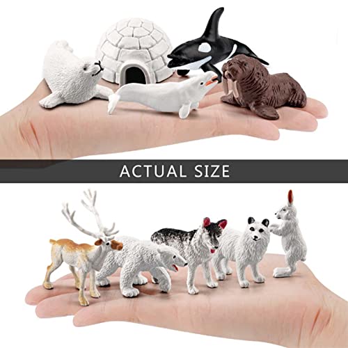 Shenrongtong Juegos de Figuras de Animales árticos, 10 Piezas de 1 a 2 Pulgadas de Figuras de Animales Polares para niños pequeños, Regalo de cumpleaños de Diorama