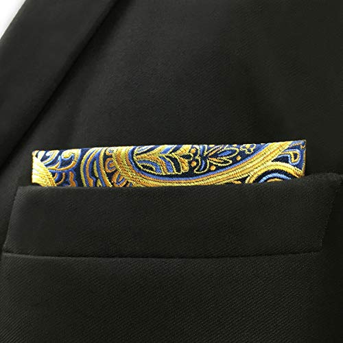 shlax&wing Pañuelo de bolsillo para hombre azul amarillo paisley grande