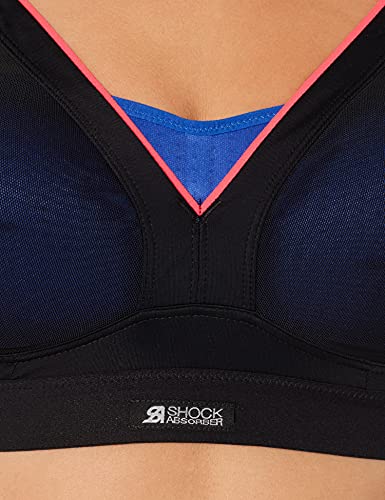 Shock Absorber Active Shaped Support Sujetador Deportivo, Negro/Azul Neon, 70A para Mujer