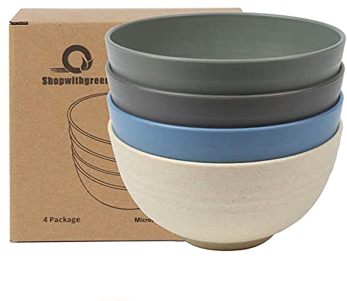 Shopwithgreen - Juego de 4 cuencos de cerámica irrompibles de 24 onzas, materiales saludables, aptos para lavavajillas y microondas