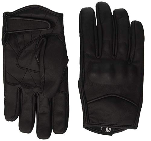 Short Black Leather Harley Style Cruiser Gloves Thermal with Hipora Waterproof Liner
