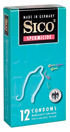 SICO Spermicide condones - con recubrimiento de espermicida - látex de caucho natural - embalado individualmente en una caja - 3 piezas - Made in Germany