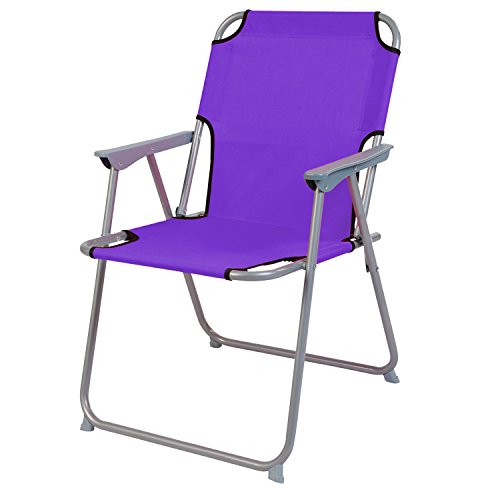 Silla plegable para camping, tela oxfort, color lila, silla plegable, silla de pesca, silla de director de metal, 53 x 46 x 74 cm
