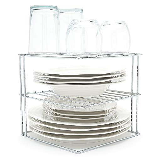 simplywire - Estantes para platos - Organizador de armarios de cocina - Diseño cuadrado de 3 niveles - Cromado
