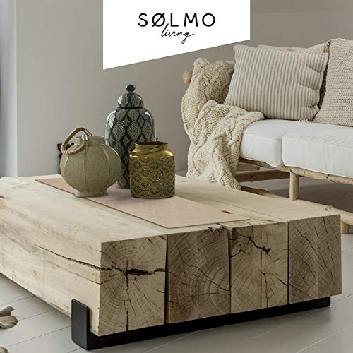 Sølmo I Camino de mesa de diseño de fieltro, 100 x 30 cm, lavable, con etiqueta de piel, mesa escandinava, alfombra de fieltro para primavera y primavera (Sahara Dust)